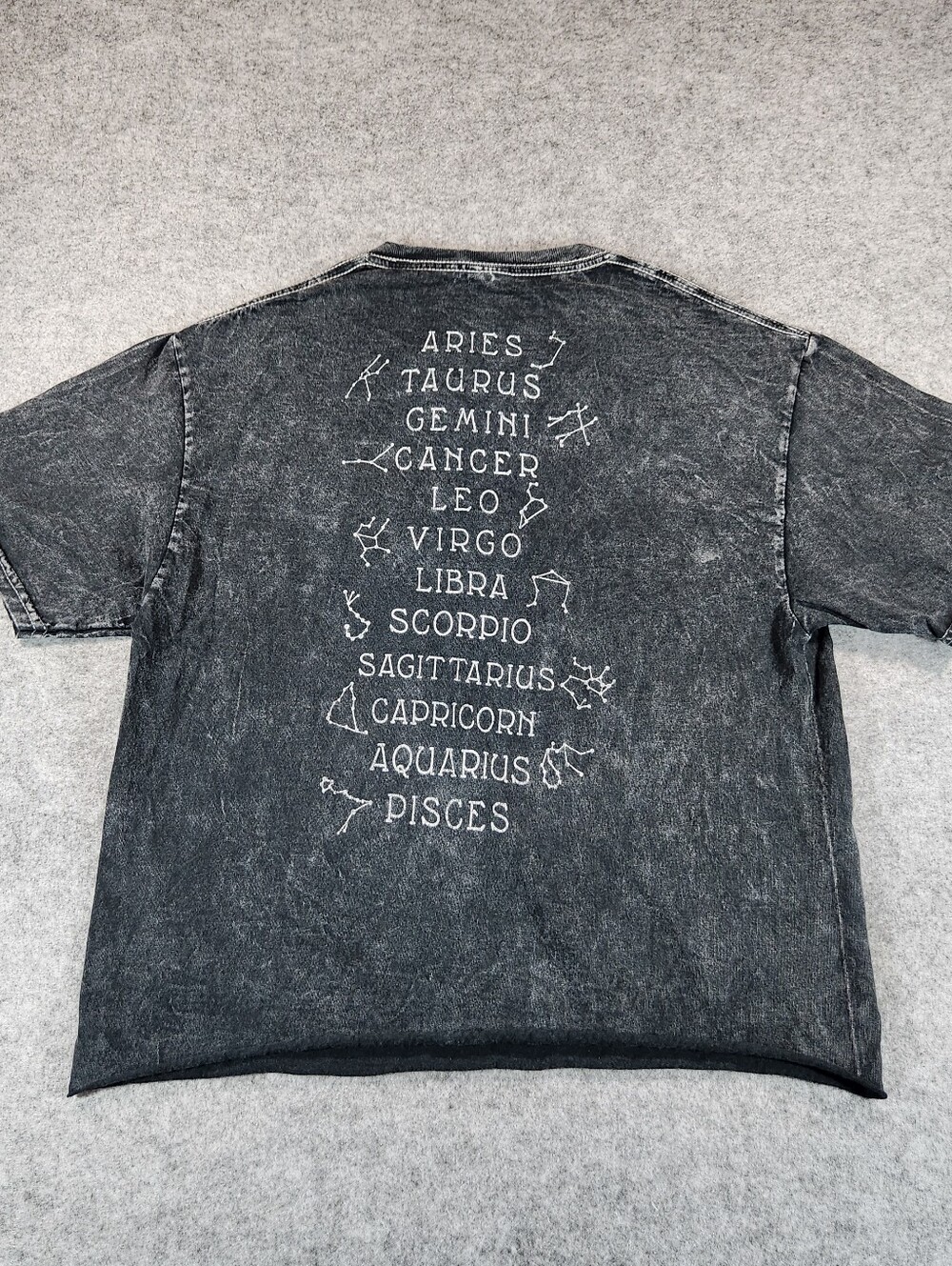Fifth Sun Cropped Black Washed Zodiac Constellation Tee Small